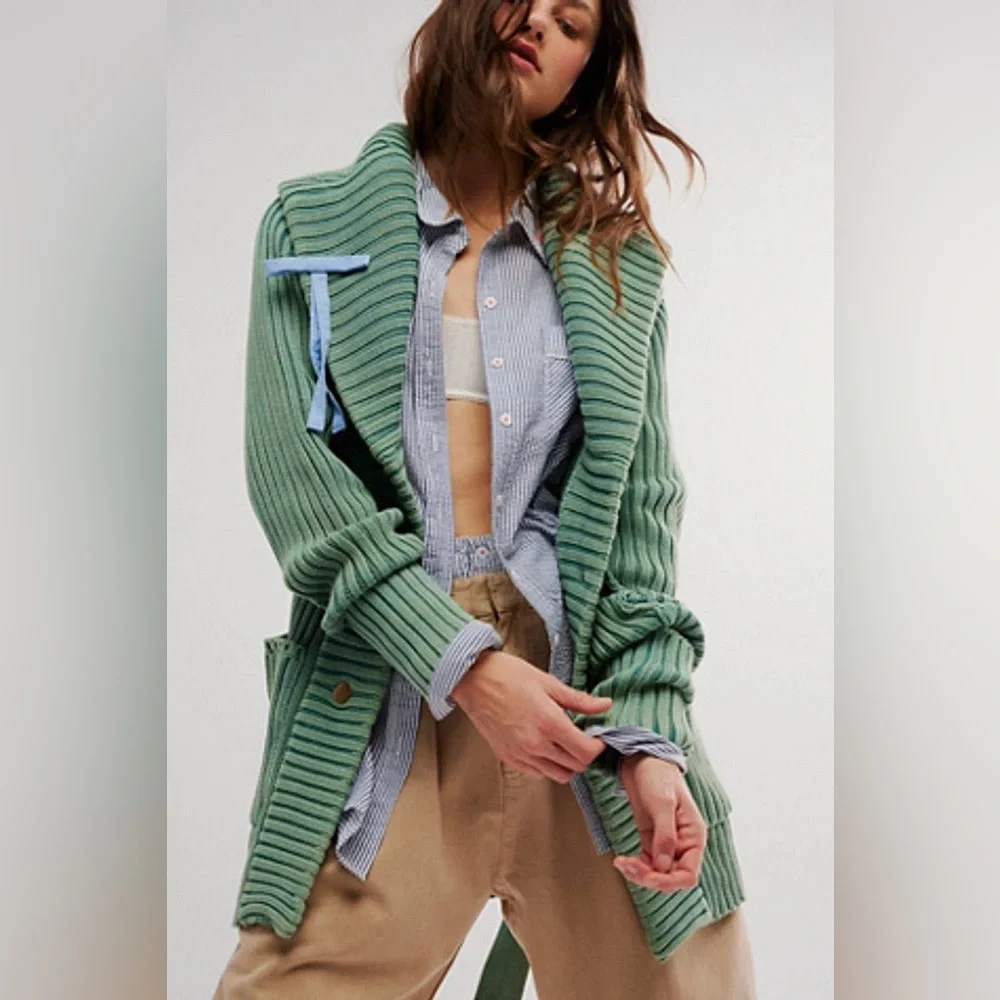 Free People Green Ribbed Sweater - Picture 9 of 9